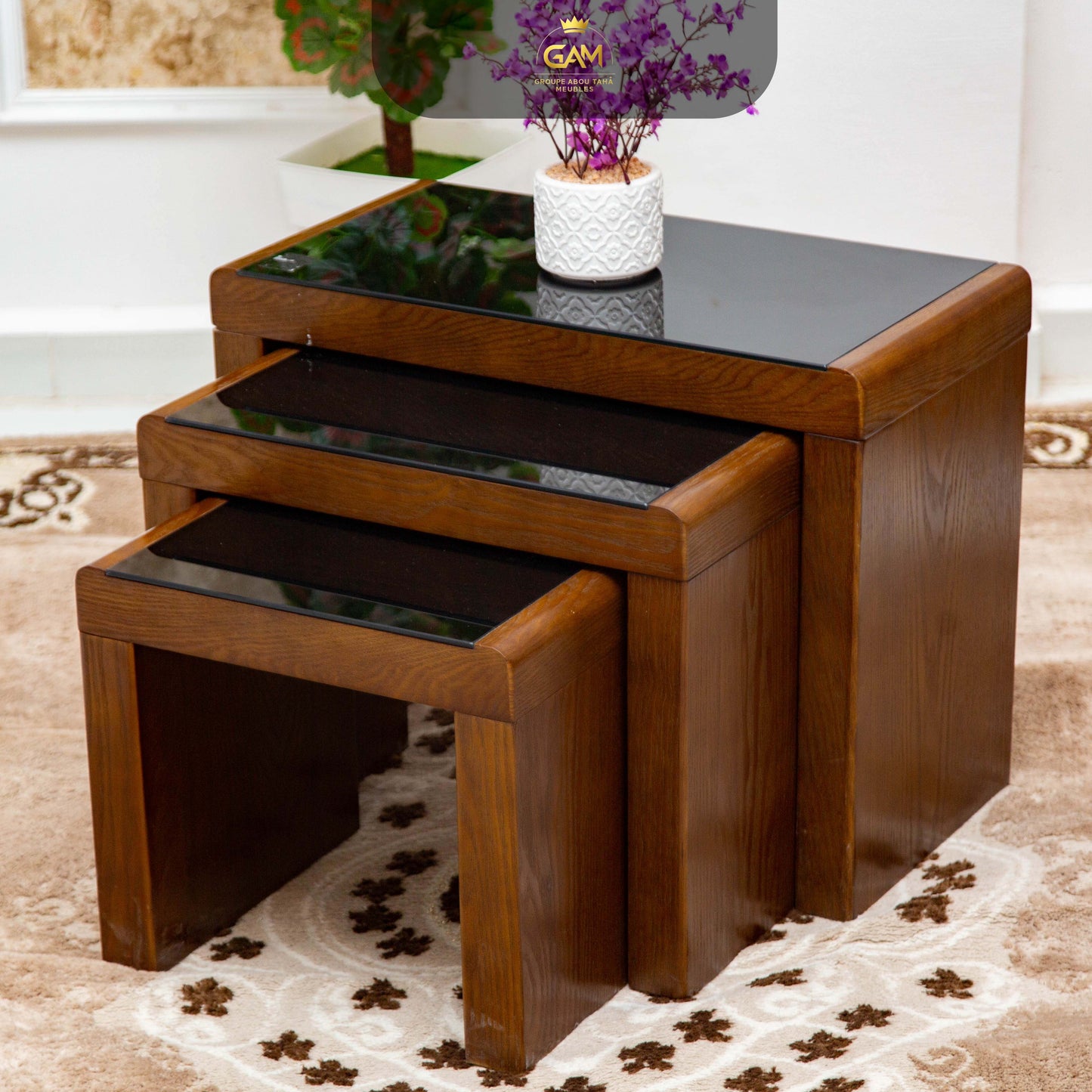 TABLE JIGONE 3 PIÈCES HÊTRE CARRÉ