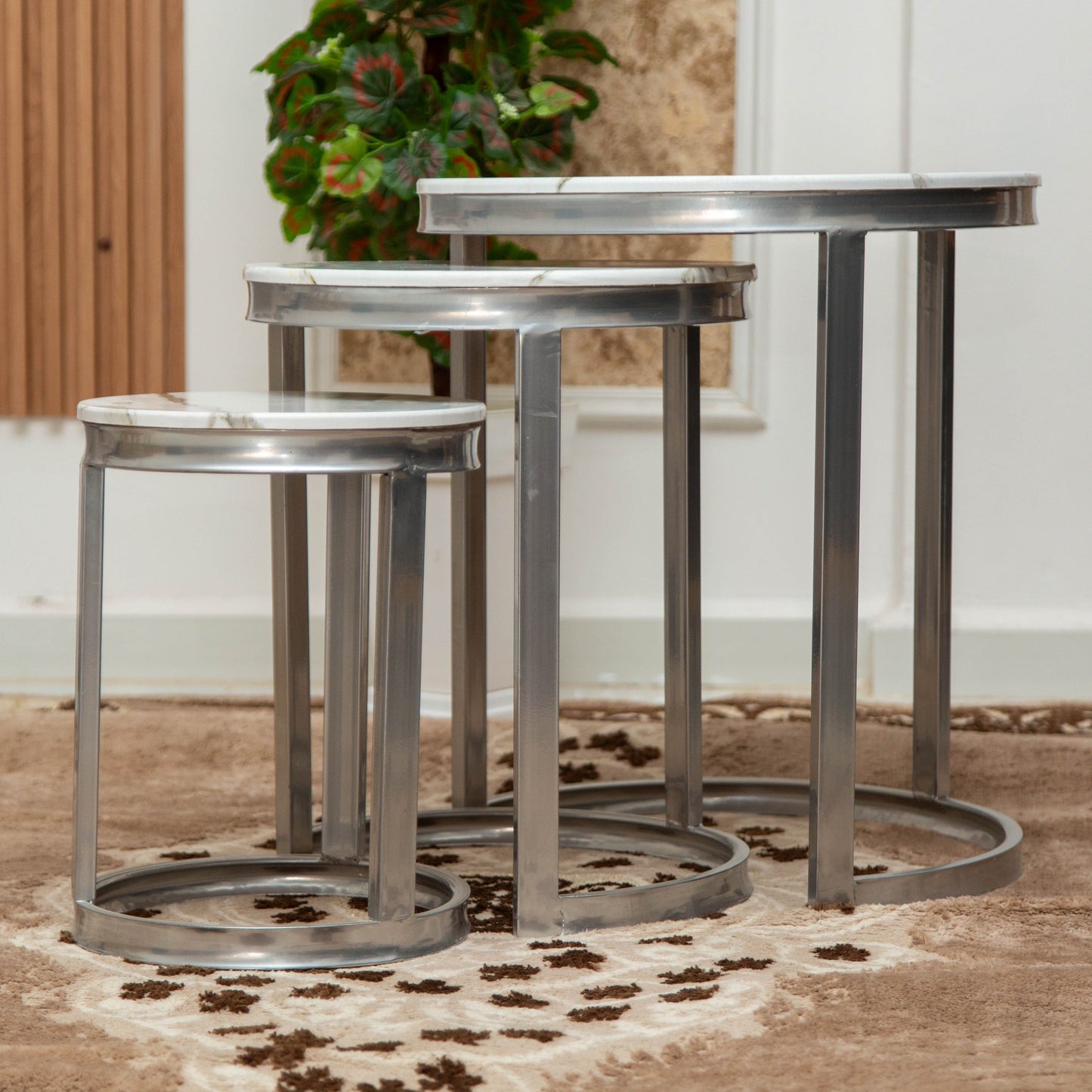 TABLE JIGON ROND MÉTAL 3 BARRES