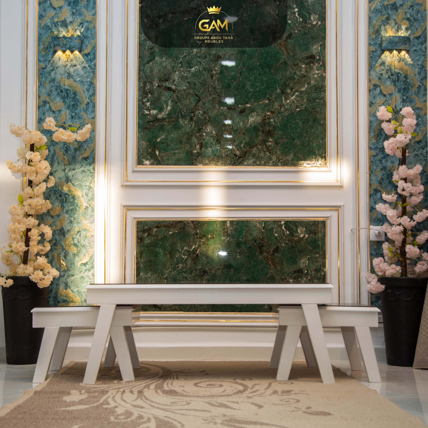 TABLE BASSE 3 PIÈCES CARRÉ HÊTRE EN VERRE