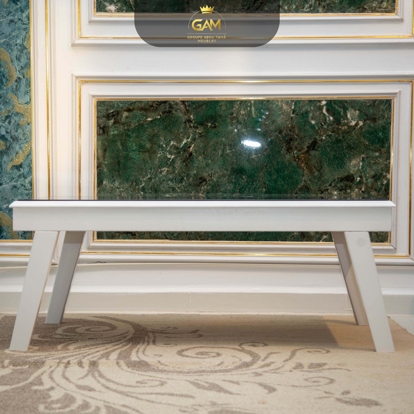 TABLE BASSE 3 PIÈCES CARRÉ HÊTRE EN VERRE