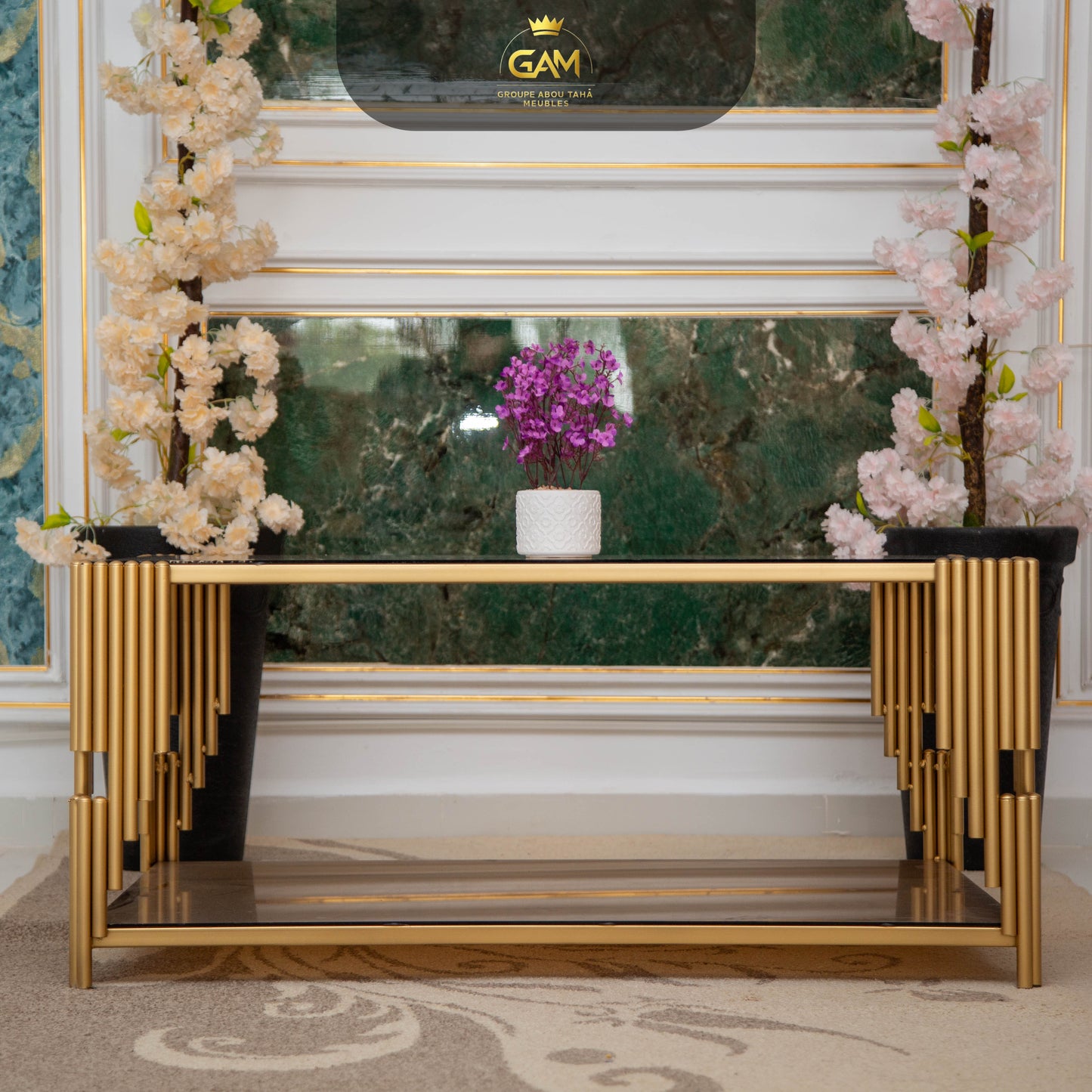 TABLE BASSE 1 PIÈCE 2 ÉTAGES CARRÉ EN VERRE