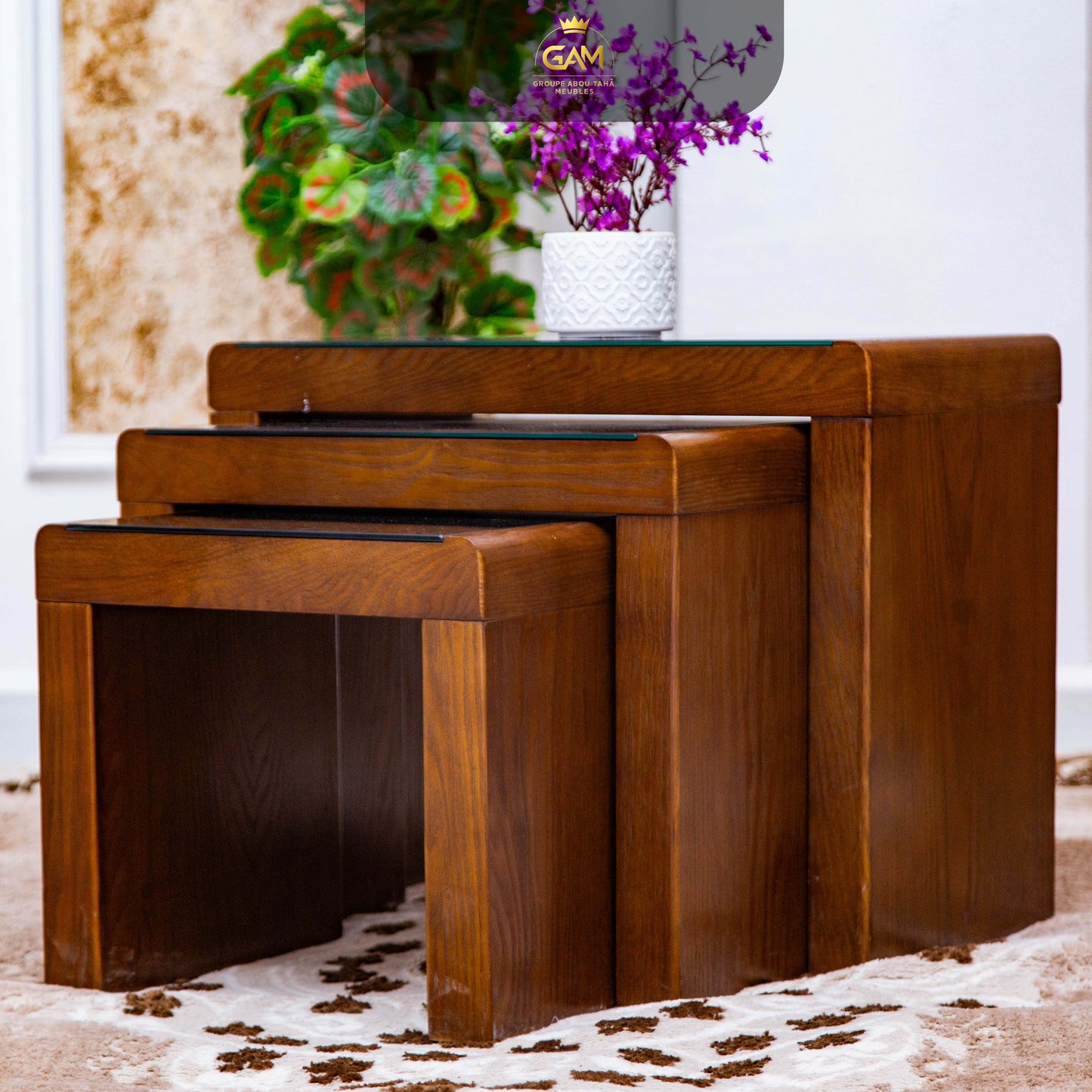 TABLE JIGONE 3 PIÈCES HÊTRE CARRÉ