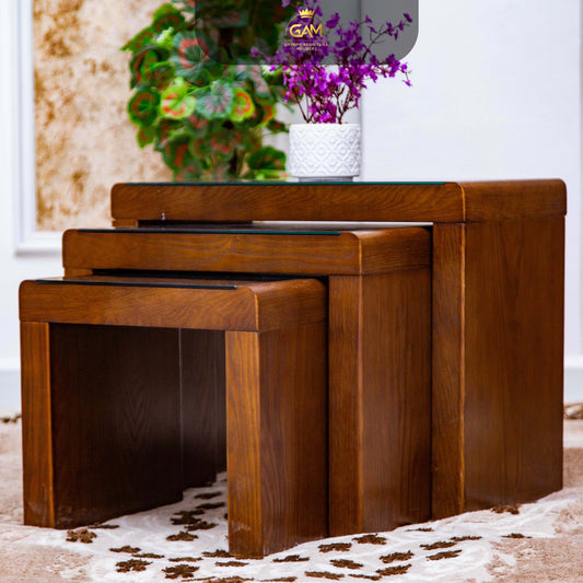 TABLE JIGONE 3 PIÈCES HÊTRE CARRÉ