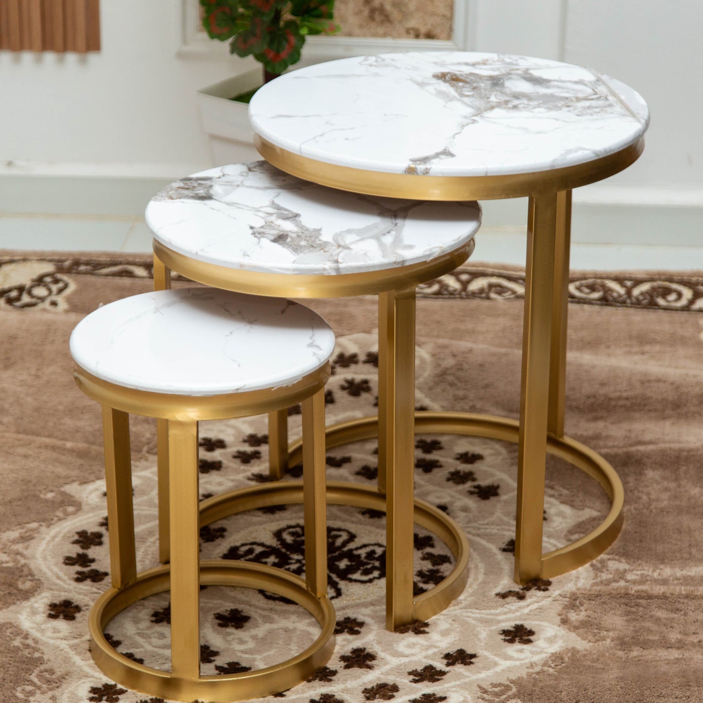 TABLE JIGON ROND MÉTAL 3 BARRES