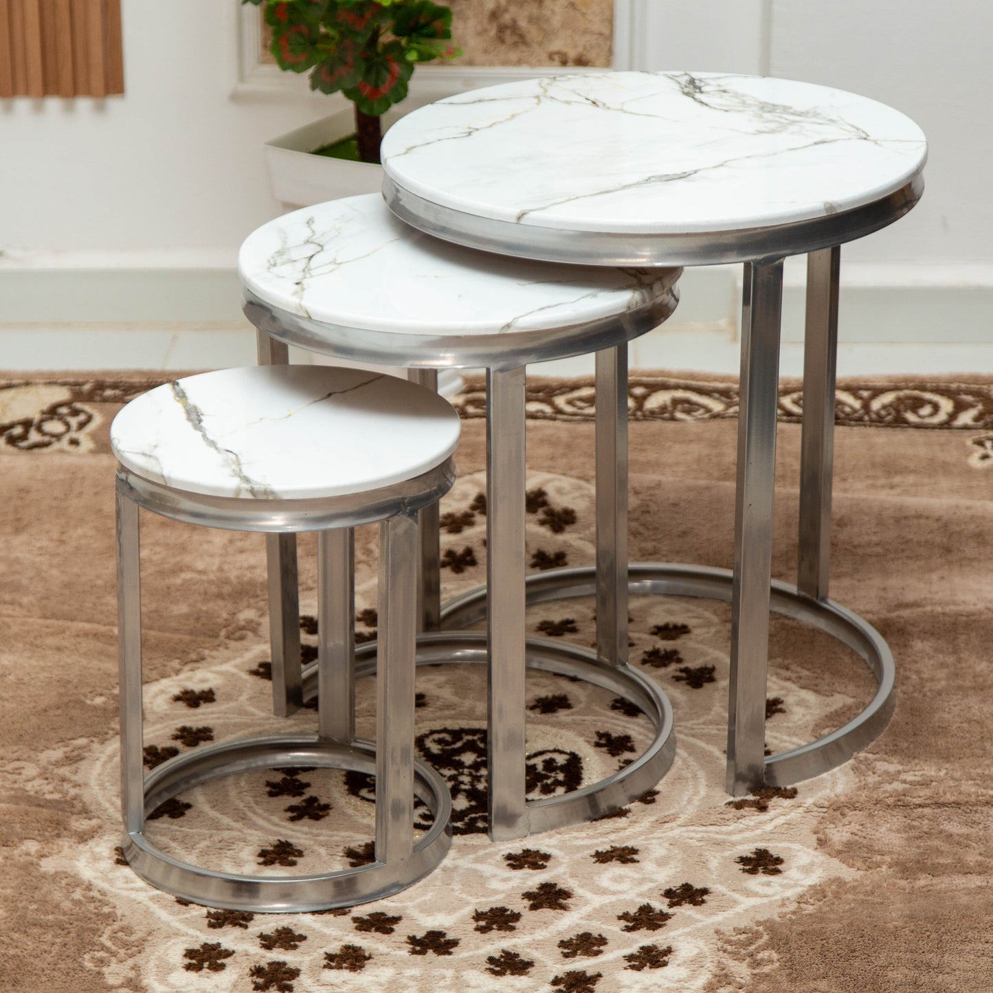 TABLE JIGON ROND MÉTAL 3 BARRES
