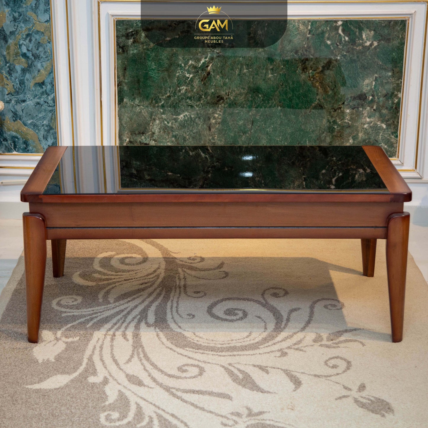 TABLE BASSE 3 PIÈCES CARRÉ 2 LIGNES HÊTRE