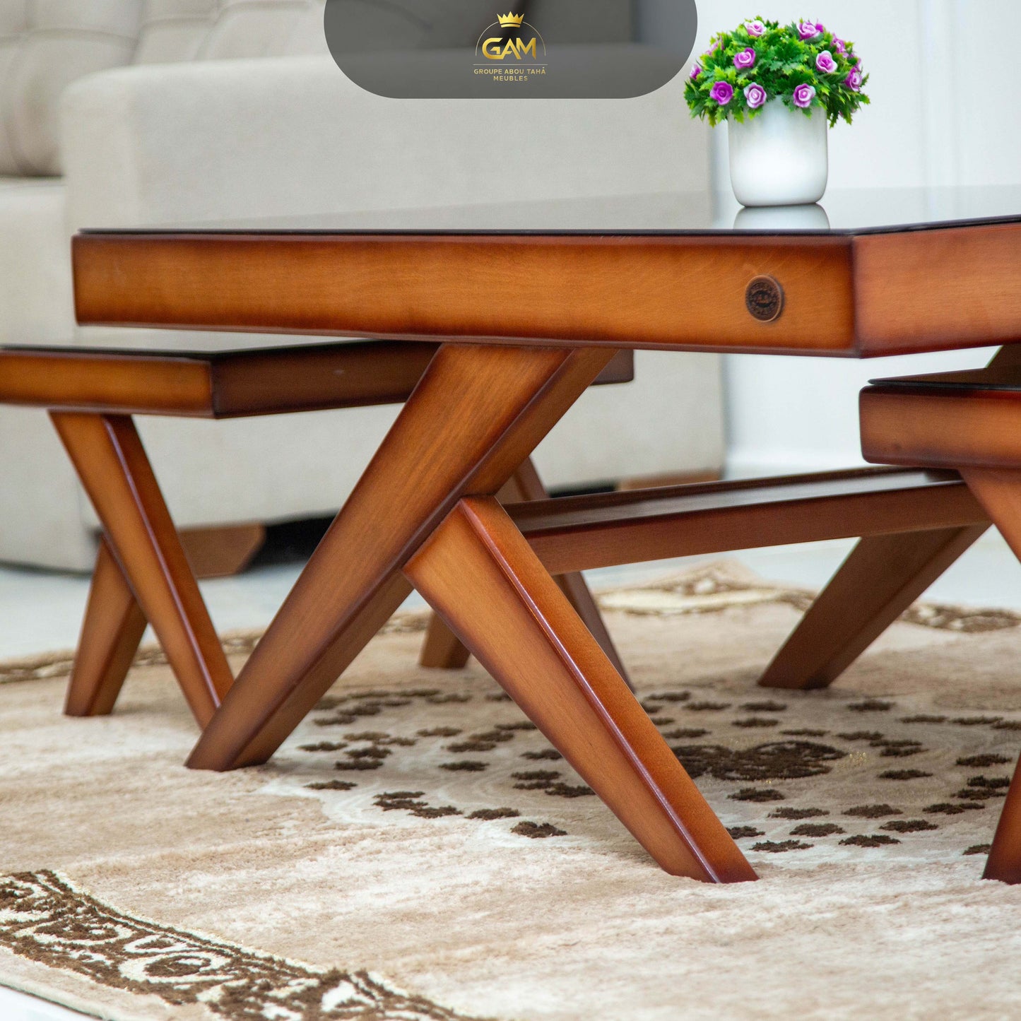 TABLE BASSE Y 3PIÈCES HÊTRE