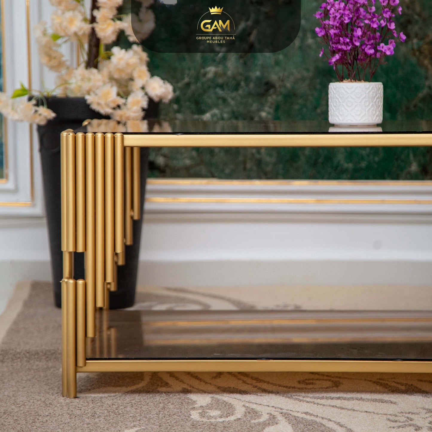 TABLE BASSE 1 PIÈCE 2 ÉTAGES CARRÉ EN VERRE