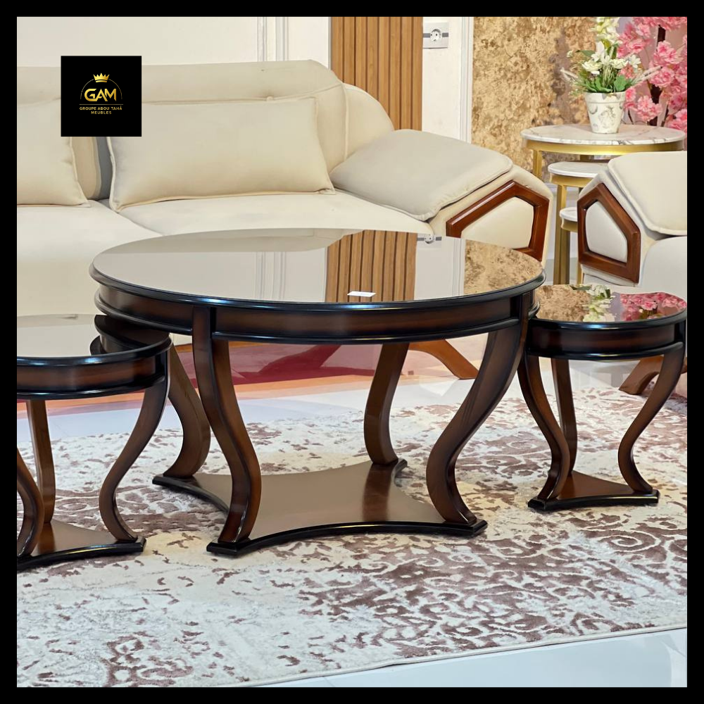 TABLE BASSE 3 PIÈCES ROND HÊTRE