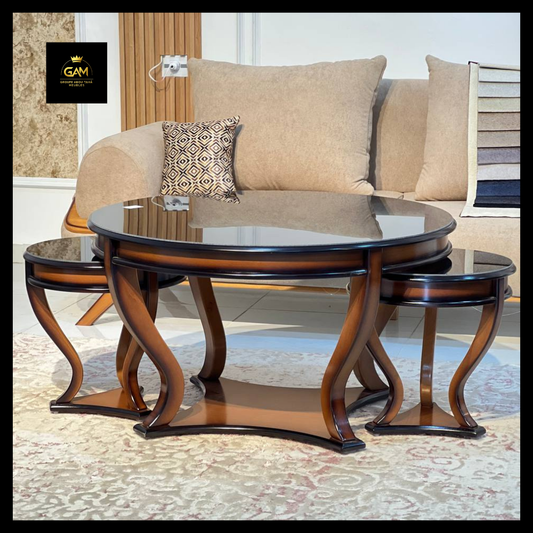 TABLE BASSE 3 PIÈCES ROND HÊTRE