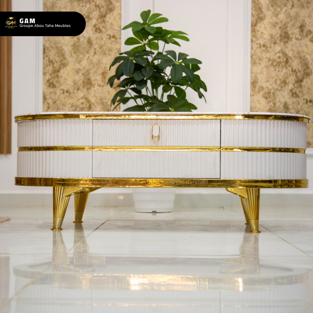 TABLE BASSE 2 TIROIRS MDF