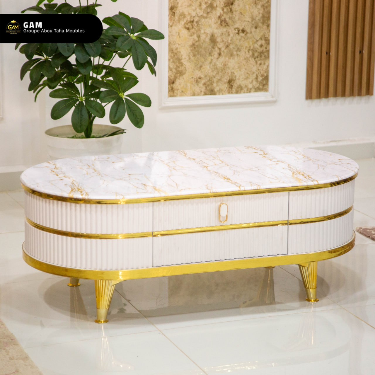 TABLE BASSE 2 TIROIRS MDF